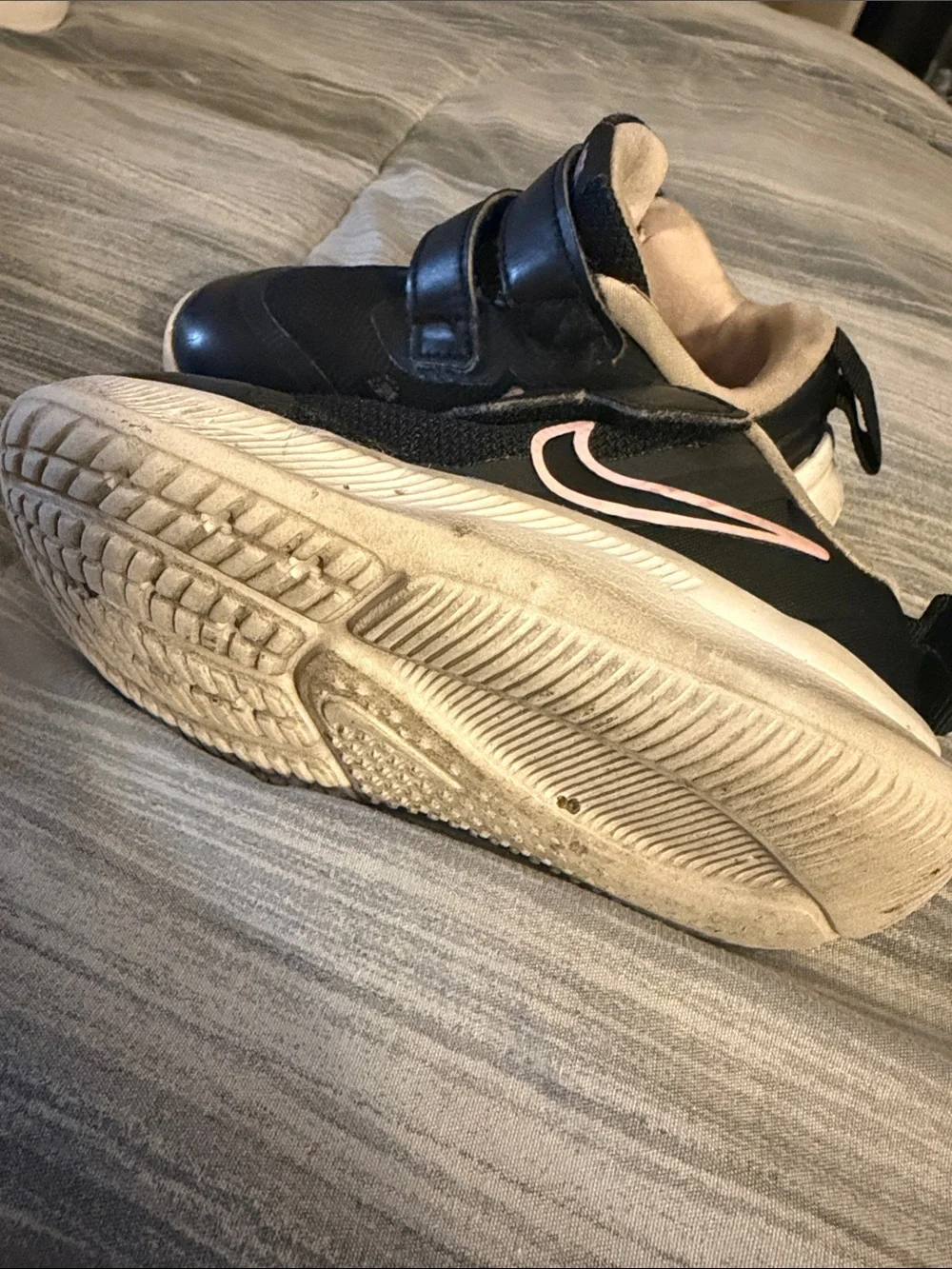 Nike Kids Black and Pink Velcro Sneakers